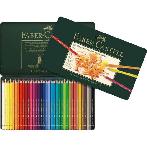 Kredki ołówkowe Faber-Castell Polychromos, 36 kolorów, opakowanie metalowe